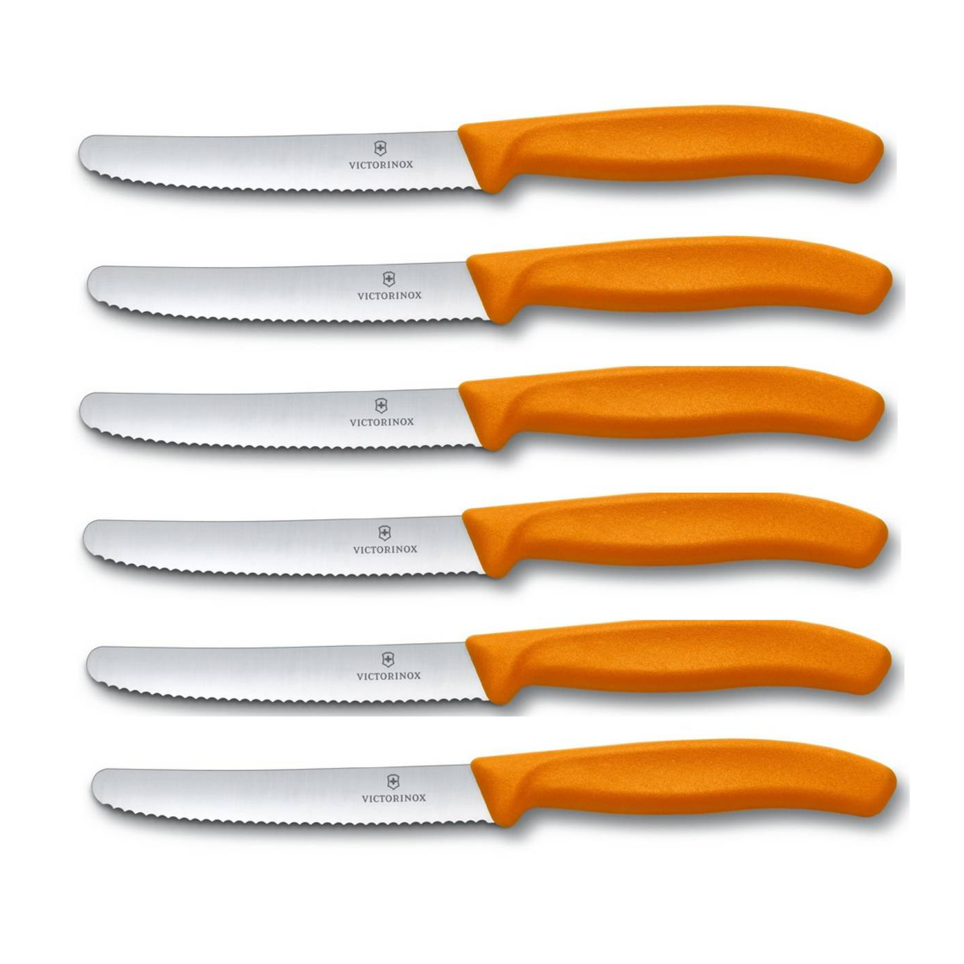 6 X VICTORINOX Tomatenmesser, Brötchenmesser, Küchenmesser orange Swiss Classic