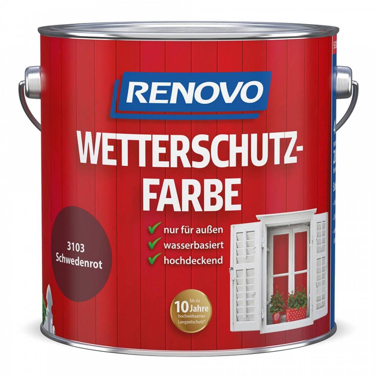 RENOVO Wetterschutzfarbe Schwedenrot Seidenglänzend