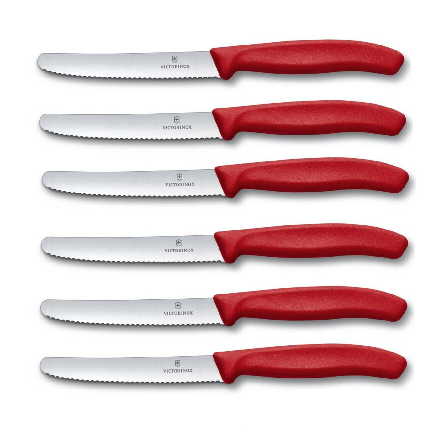 6 X VICTORINOX Tomatenmesser, Brötchenmesser, Küchenmesser rot Swiss Classic